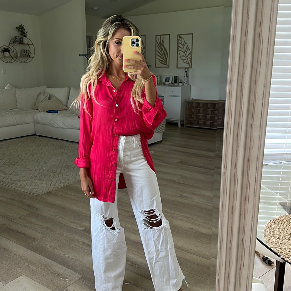 Pink Button Down Top - Picture 2 of 4